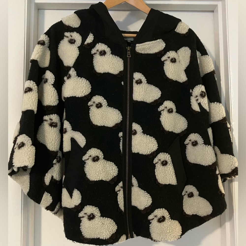 Eva Franco Black and White Sheep Cape Anthropologie
